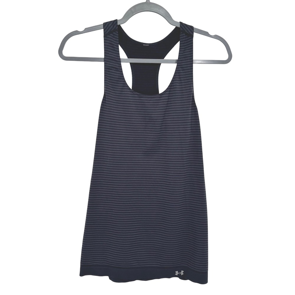 Under Armour Women's Black Striped Racerback Tank Top Athletic Workout
